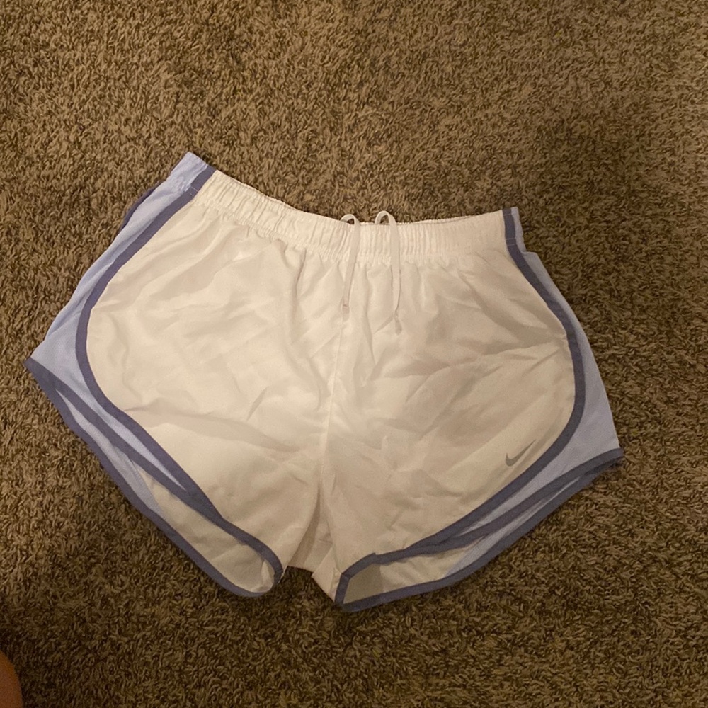 White and Blue/Purple Nike Tempo Shorts